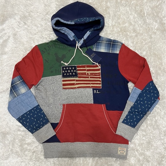 Polo Ralph Lauren Other - Polo Ralph Lauren Country Patchwork USA Flag Hoodie American Sportsman Sz Small